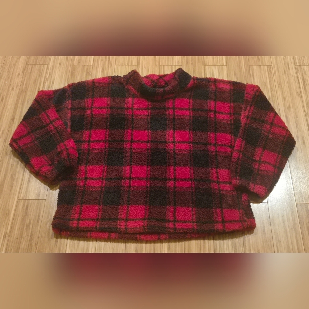 Maurices Red and Black Plaid Cozy Top
